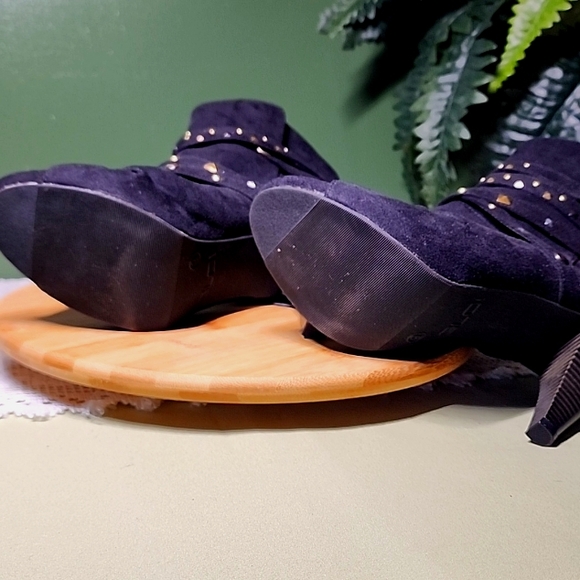 Peep Toe Heels Size 9 Black Syn Suede - Picture 4 of 7